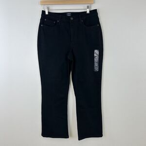 J Crew Jeans Womens 29 Mid Rise Flare‎ Crop Black Classic Casual Denim Stretch